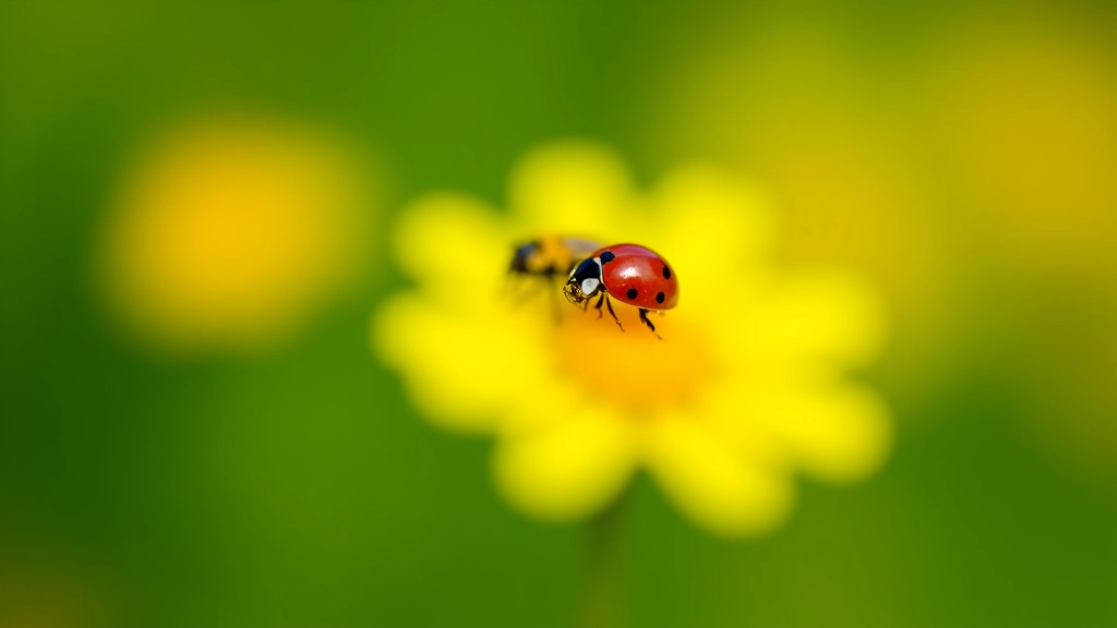 Květiny s přírodními insekty jako včely a beruška na zeleném zahradním pozadí